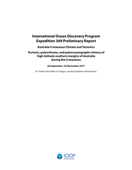 International Ocean Discovery Program Expedition 369 Preliminary Report