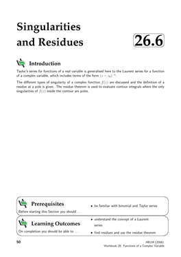 Singularities and Residues 26.6   