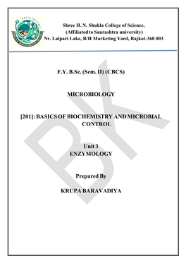 F.Y. B.Sc. (Sem. II) (CBCS) MICROBIOLOGY [201]: BASICS OF