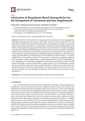 Fabrication of Biopolymer Based Nanoparticles for the Entrapment of Chromium and Iron Supplements
