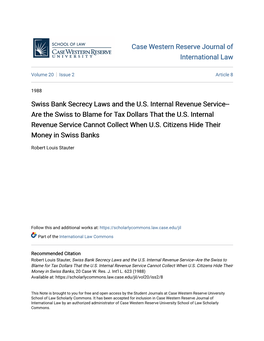 Swiss Bank Secrecy Laws and the US Internal Revenue Service