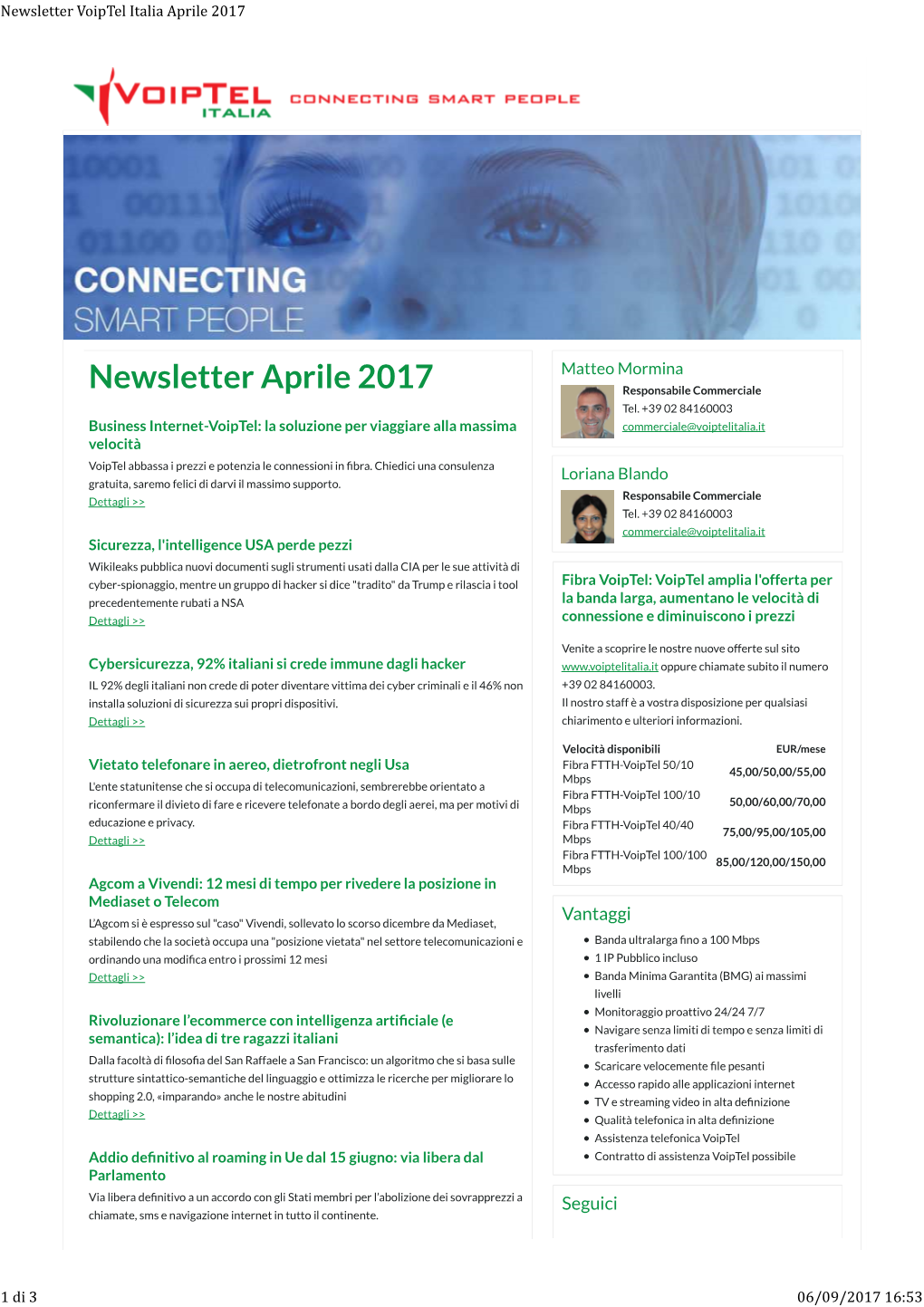 Newsletter Voiptel Italia Aprile 2017