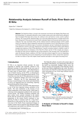Relationship Analysis Between Runoff of Dadu River Basin and El Niño