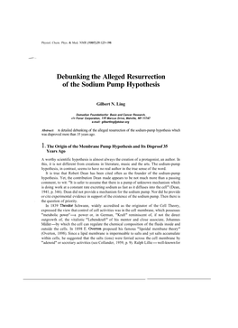 Debunking the Alleged Resurrection of the Sodium Pump Hypothesis