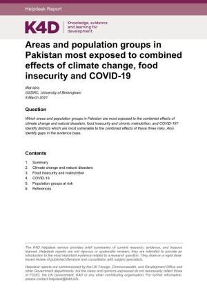 Areas and Population Groups in Pakistan Most Exposed to Combined Effects of Climate Change, Food Insecurity and COVID-19