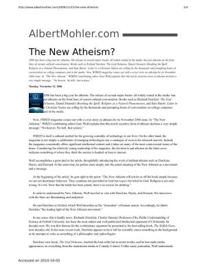 Albertmohler.Com – the New Atheism?