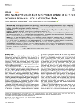 Oral Health Problems in High-Performance Athletes at 2019 Pan American Games in Lima: a Descriptive Study