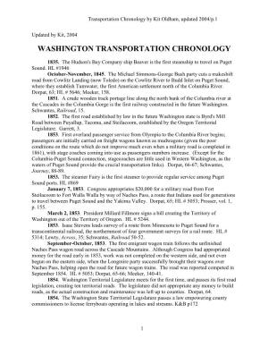 Washington Transportation Chronology