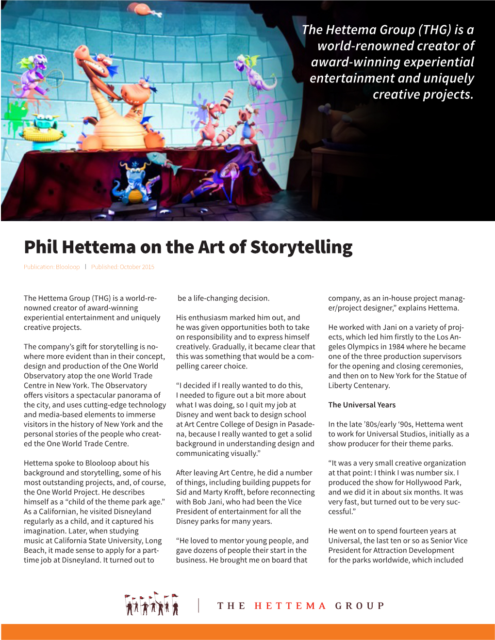 Phil Hettema on the Art of Storytelling Publication: Blooloop Published: October 2015