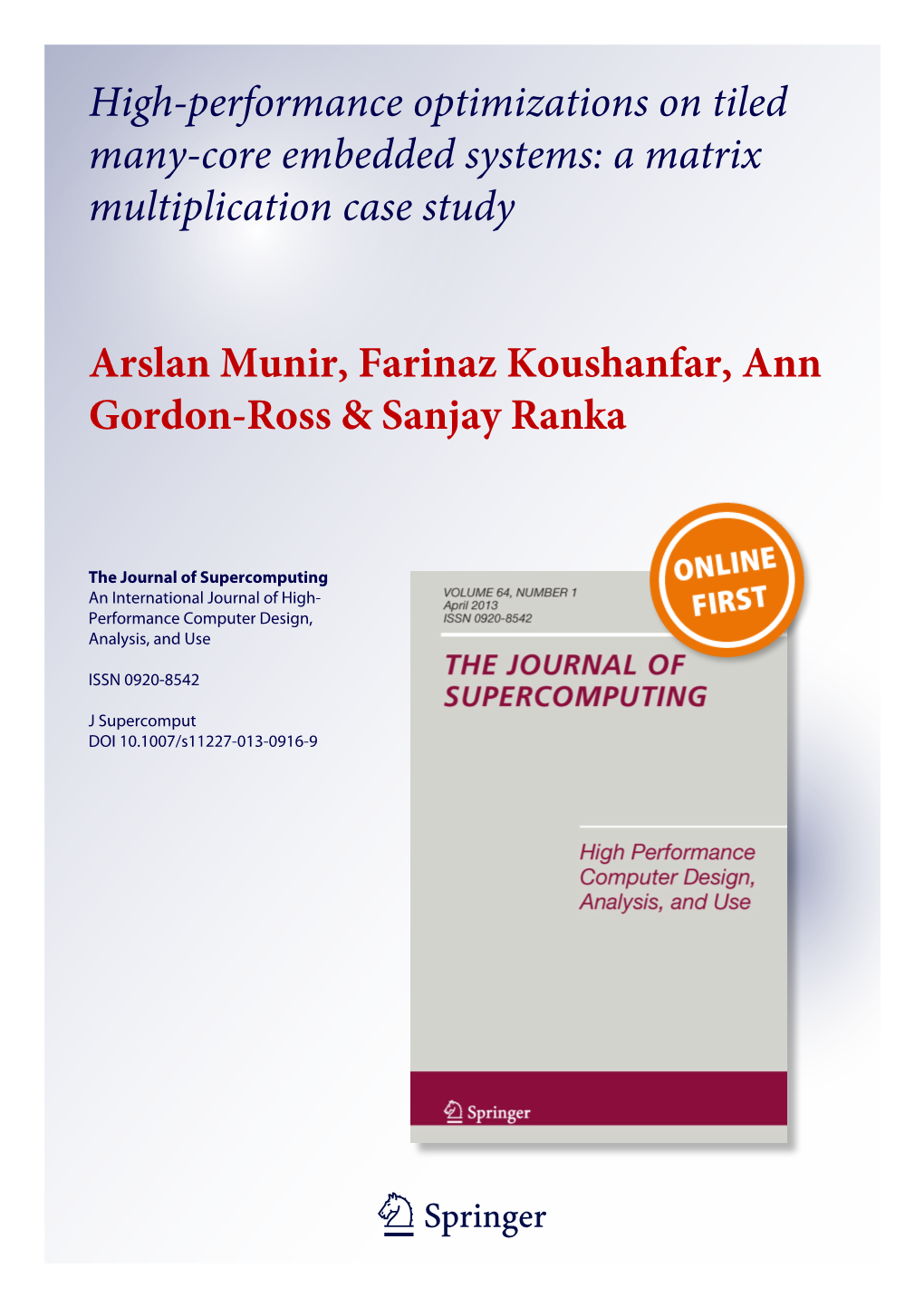 High-Performance Optimizations on Tiled Many-Core Embedded Systems: a Matrix Multiplication Case Study