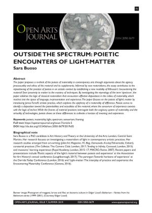 POIETIC ENCOUNTERS of LIGHT-MATTER Sara Buoso
