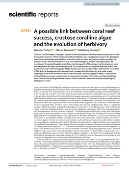 A Possible Link Between Coral Reef Success, Crustose Coralline Algae and the Evolution of Herbivory