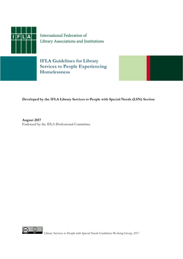 IFLA Guidelines for Library Services to People Experiencing Homelessness