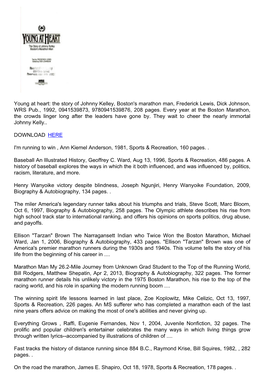 The Story of Johnny Kelley, Boston's Marathon Man, Frederick Lewis, Dick Johnson, WRS Pub., 1992, 0941539873, 9780941539876, 208 Pages