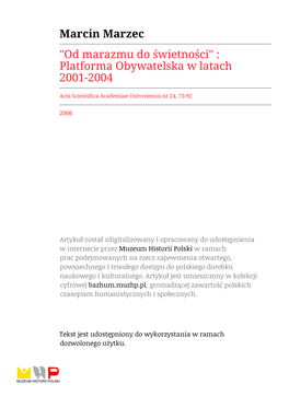 Platforma Obywatelska W Latach 2001-2004