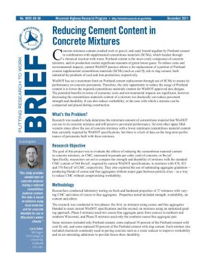 Reducing Cement Content in Concrete Mixtures