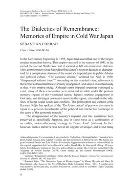Memories of Empire in Cold War Japan