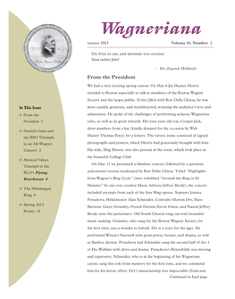 Wagneriana, a Publication of the Boston Wagner Society