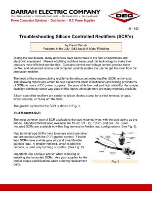 Troubleshooting Silicon Controlled Rectifiers (SCR's)