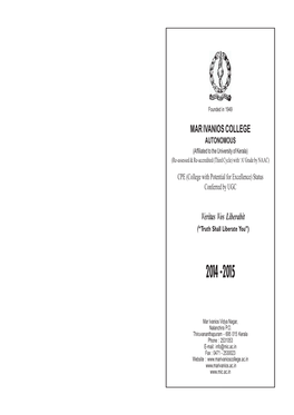 Mar Ivanios Handbook 2014-15.Pmd