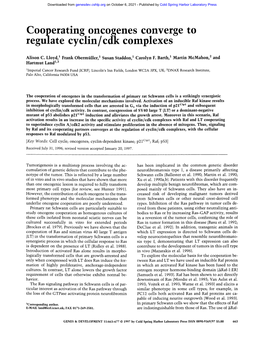 Cooperating Oncogenes Converge to Regulate Cychn/Cdk Complexes