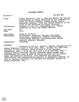 DOCUMENT RESUME RC 003 557 TITLE Indian Education. Part 2
