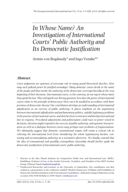 An Investigation of International Courts' Public Authority and Its