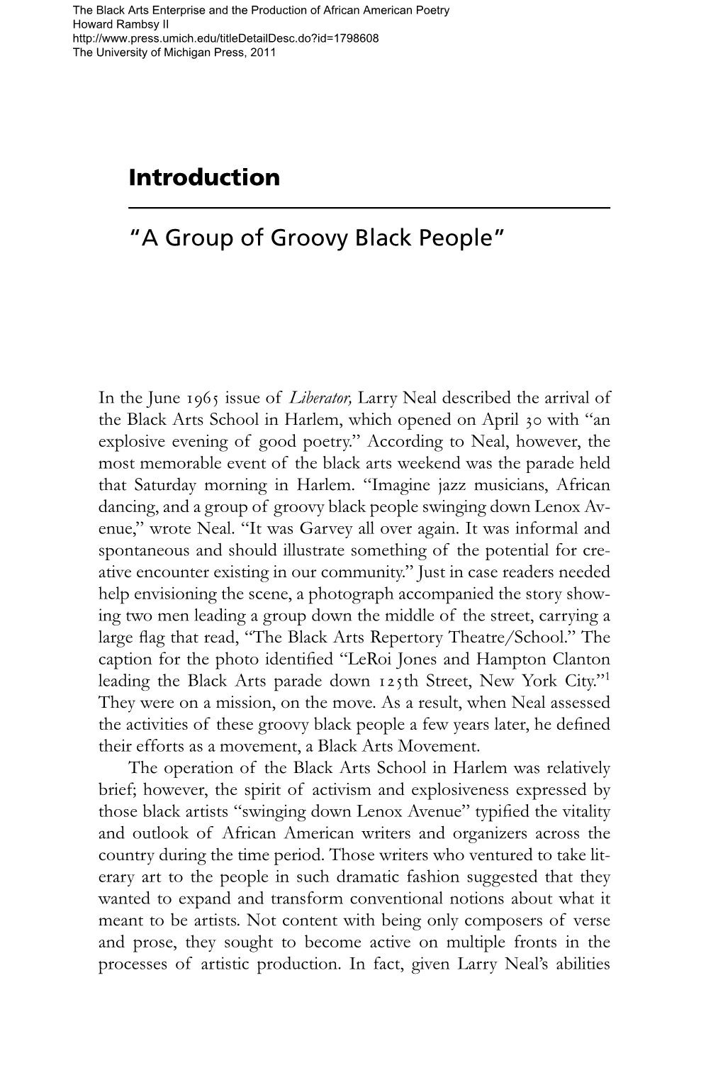 Introduction “A Group of Groovy Black People”