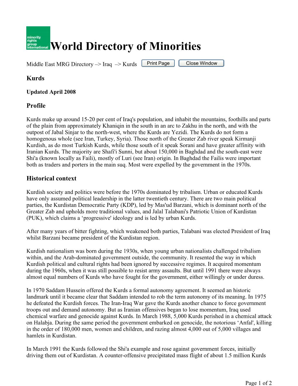 World Directory of Minorities