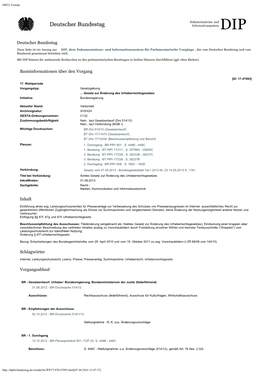 Parlamentsmaterialien Beim DIP (PDF, 38KB