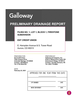 Preliminary Drainage Report