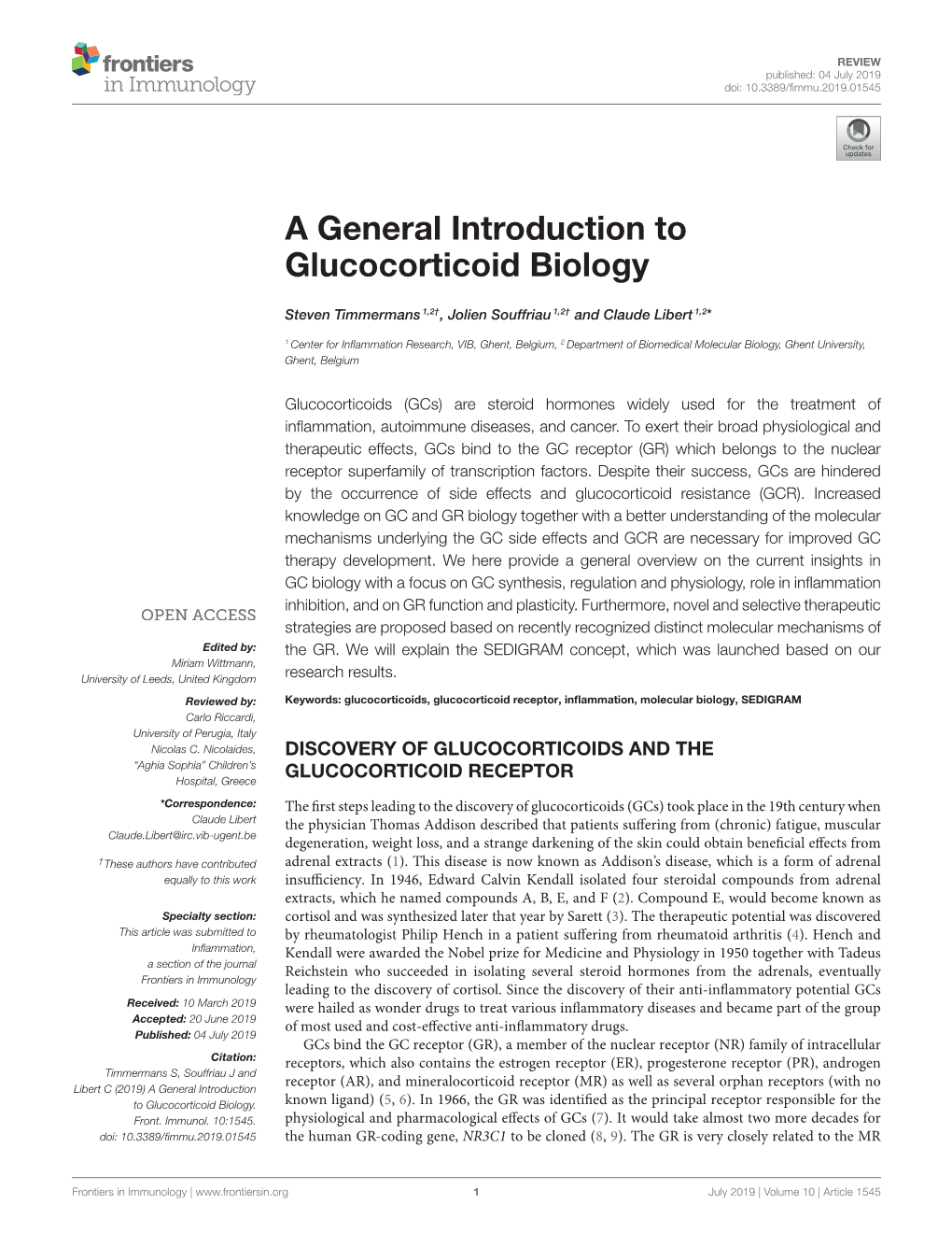 A General Introduction to Glucocorticoid Biology