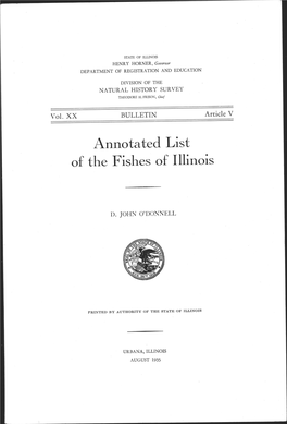 Annotated List of the Fishes of Illinois