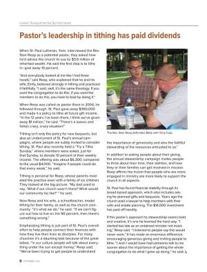 Pastor's Leadership in Tithing Has Paid Dividends