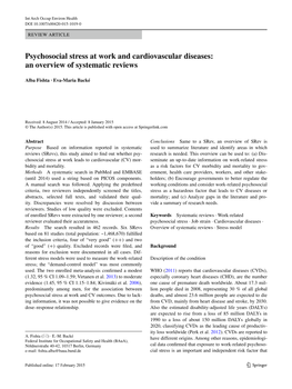 Psychosocial Stress at Work and Cardiovascular Diseases: an Overview of Systematic Reviews