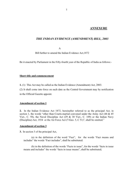 The Indian Evidence (Amendment) Bill, 2003