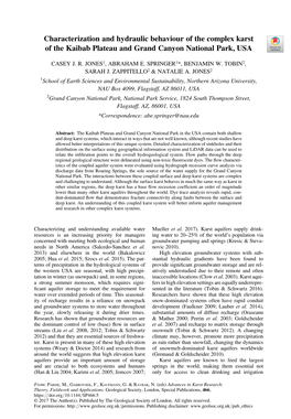 Characterization and Hydraulic Behaviour of the Complex Karst of the Kaibab Plateau and Grand Canyon National Park, USA