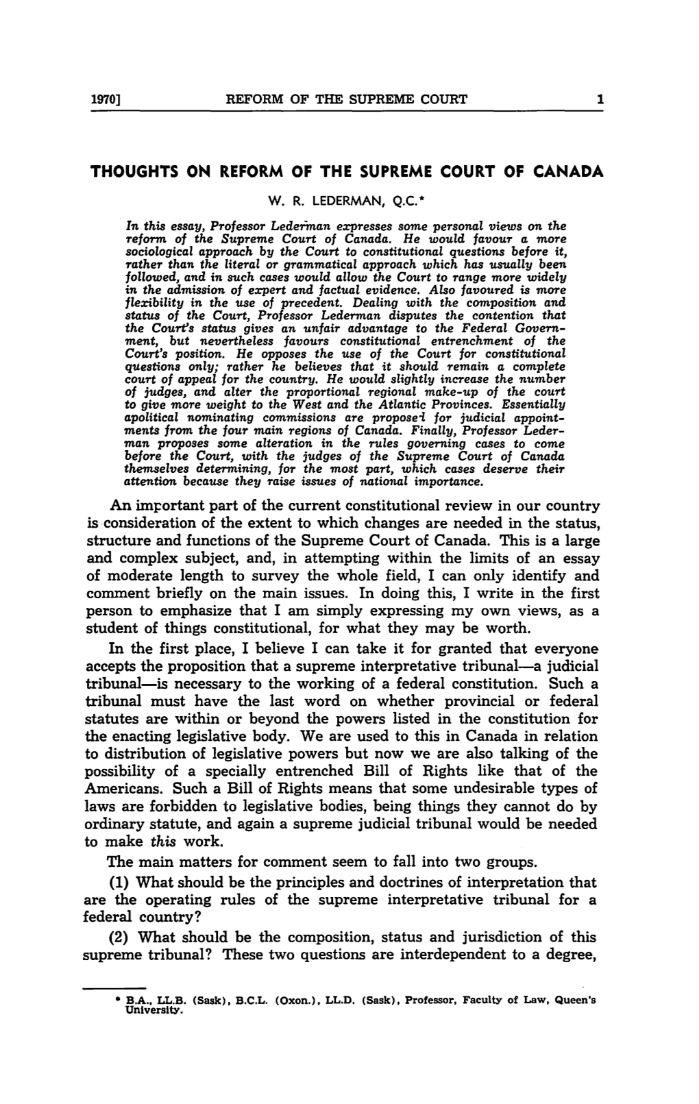 1970] Reform of the Supreme Court 1
