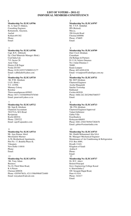 List of Voters – 2011-12 Individual Members Constituency