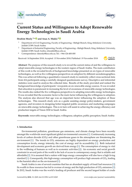 Current Status and Willingness to Adopt Renewable Energy Technologies in Saudi Arabia