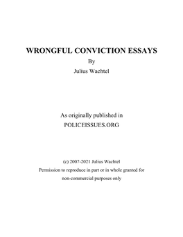 WRONGFUL CONVICTION ESSAYS by Julius Wachtel