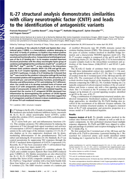 IL-27 Structural Analysis Demonstrates Similarities with Ciliary Neurotrophic Factor (CNTF) and Leads to the Identiﬁcation of Antagonistic Variants