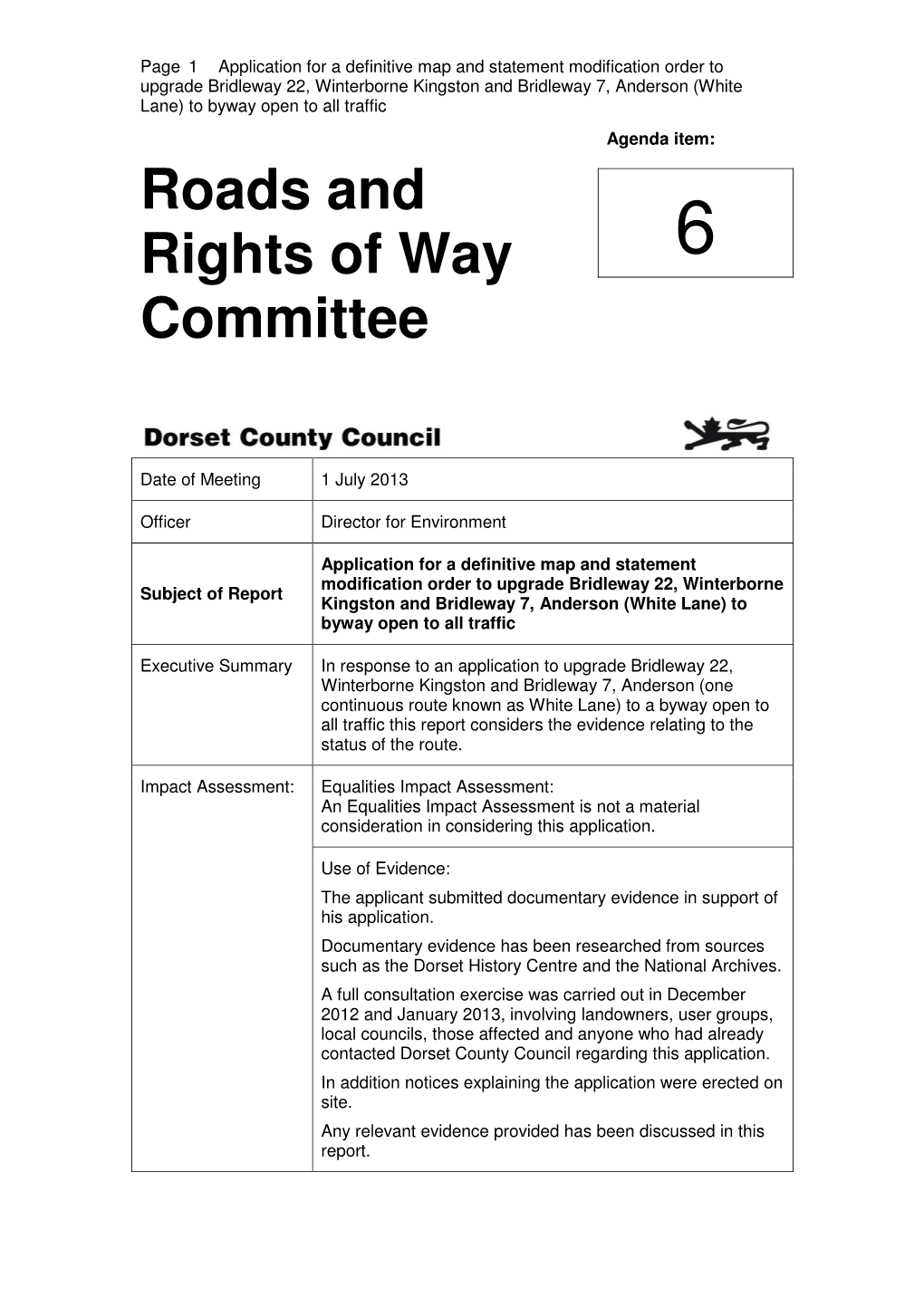 Roads and Rights of Way Committee