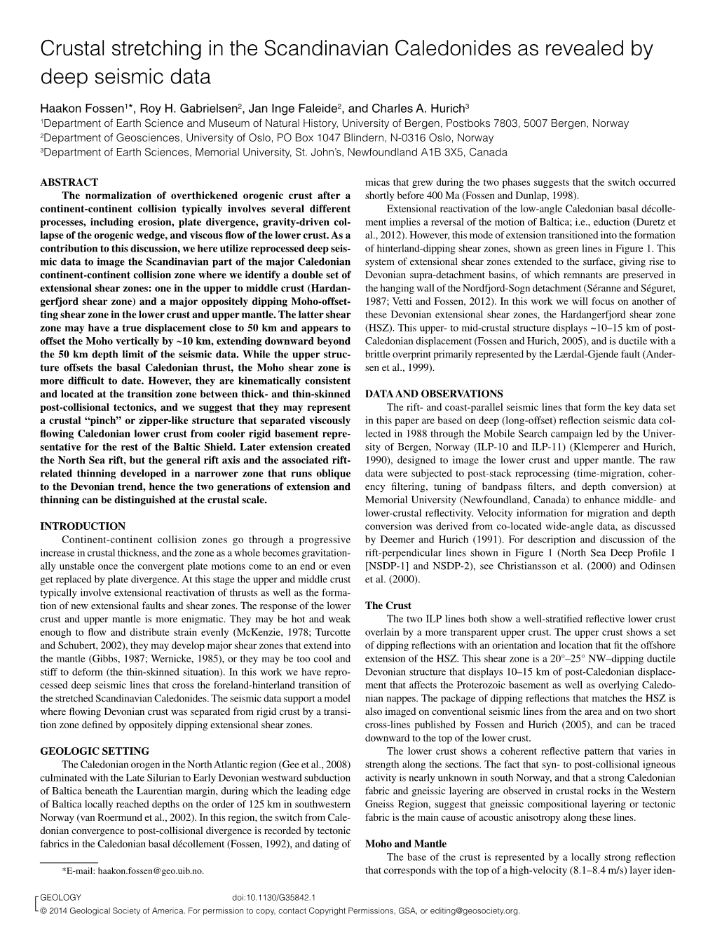 Crustal Stretching in the Scandinavian Caledonides As Revealed by Deep Seismic Data