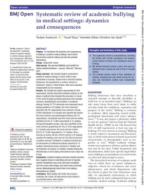 Systematic Review of Academic Bullying in Medical Settings: Dynamics and Consequences