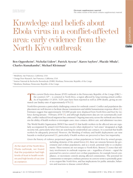 Knowledge and Beliefs About Ebola Virus in a Conflict-Affected Area: Early Evidence from the North Kivu Outbreak