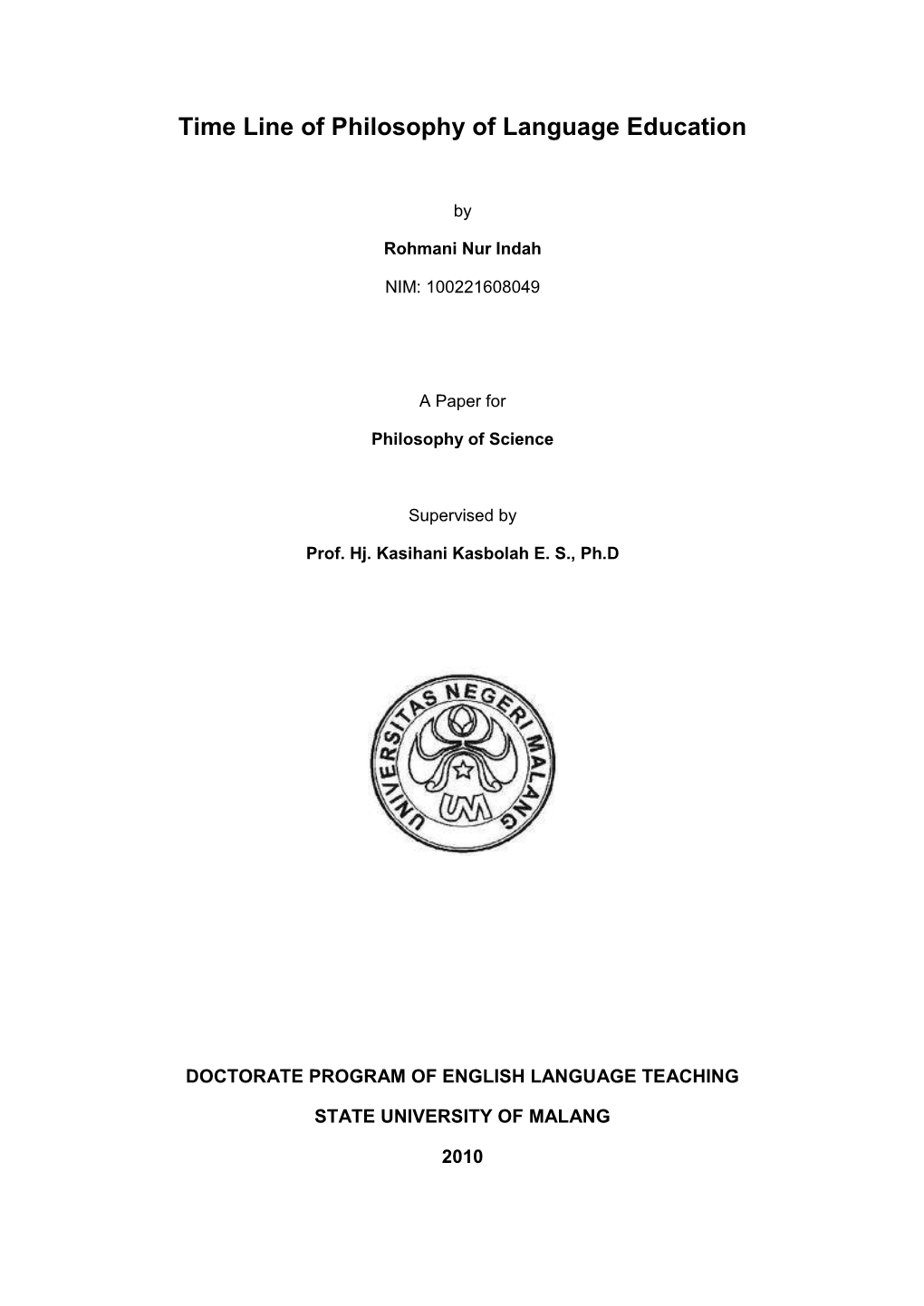 Time Line of Philosophy of Language Education