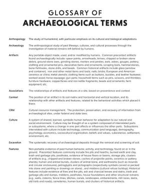 GLOSSARY of Archaeological Terms