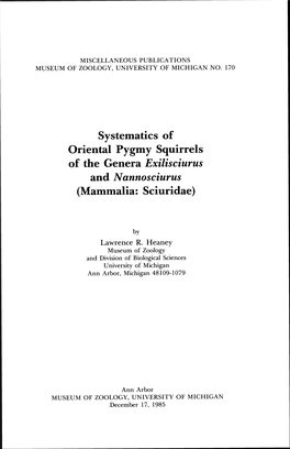 Systematics of Oriental Pygmy Squirrels of the Genera Exilisciurus and Nannosciurus (Mammalia: Sciuridae)