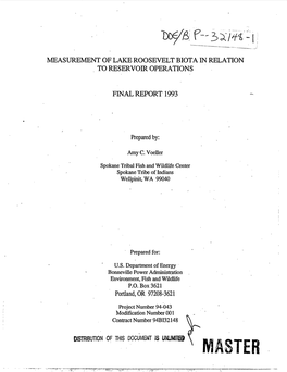 Measurement of Lake Roosevelt Biota in Relation to Reservoir Operations